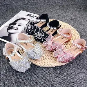 Hot Selling Rhinestone Soft Sole Sandals Luxury Crystal Pearl Girl Sandals Princess Children' Shoes