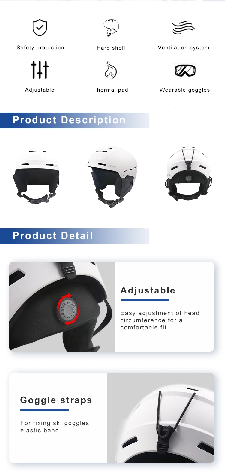 Skiing And Cycling Helmet Adjustable Lightweight Safety Headgear_voghion.com