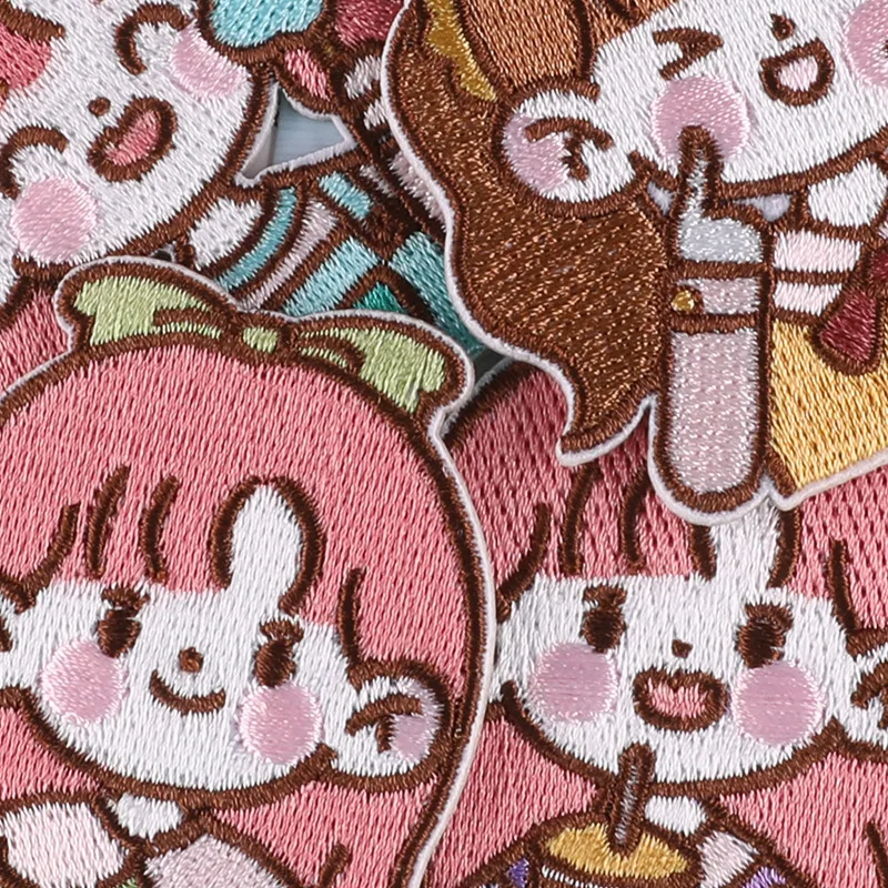 Lovely Custom Embroidered Patches Self Adhesive Girl Princess Stickers for Mobile case Jewelry Making