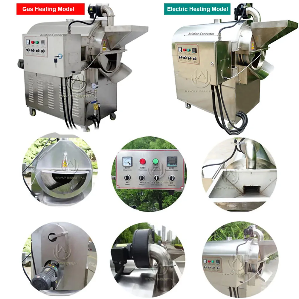 50kg/hour Cocoa Bean Nut Roasting Machine LPG Style Peanut