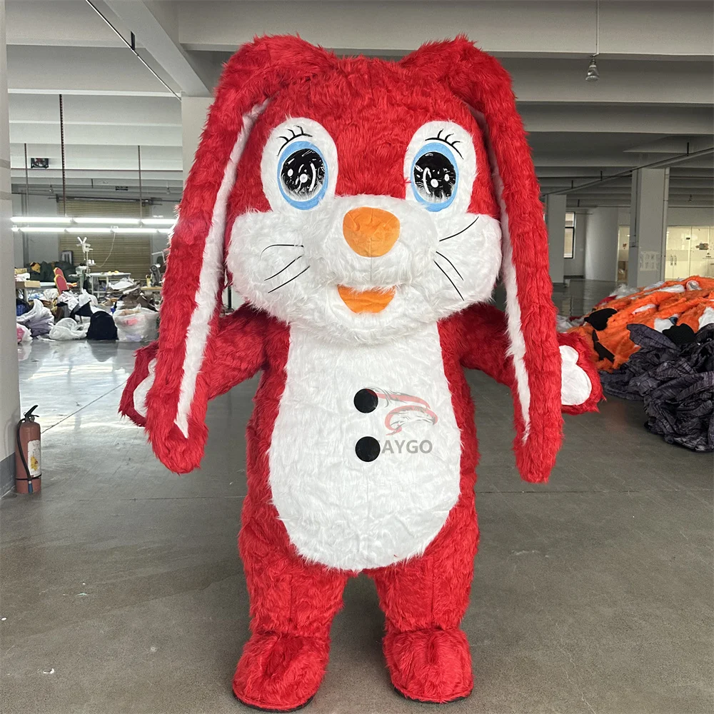 Women Cosplay 2m 2.6m Choice Red Easter Bunny Mascot Costume Inflate Hare Rabbit Costume Onesie Suits for Sale