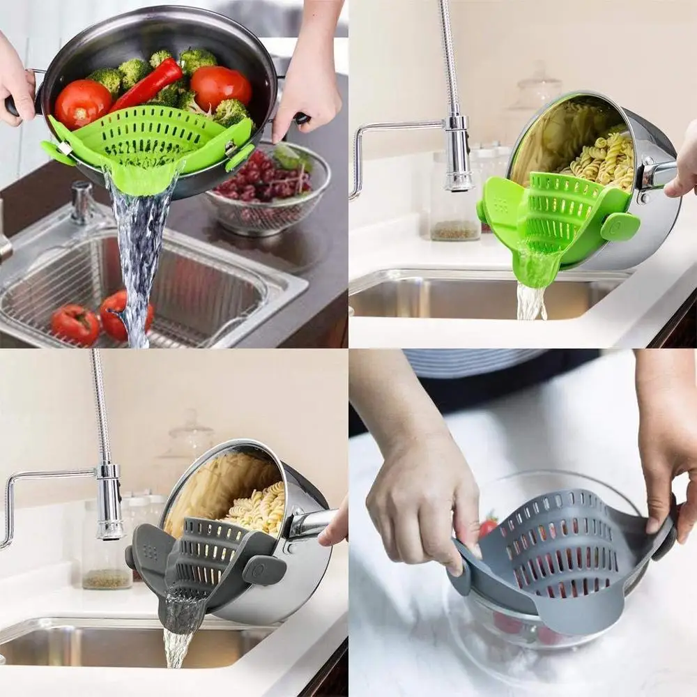 Snap Strainer Silicone Food Strainers Heat Resistant Clip On Strain   H52aeb7ae9b2b45a0af61e0cd9e992bccO 