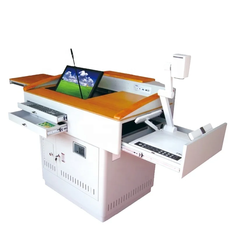 
 Стальной и деревянный подиум для умных классных лекционных залов с мультимедийной аудио-и видеосистемой  