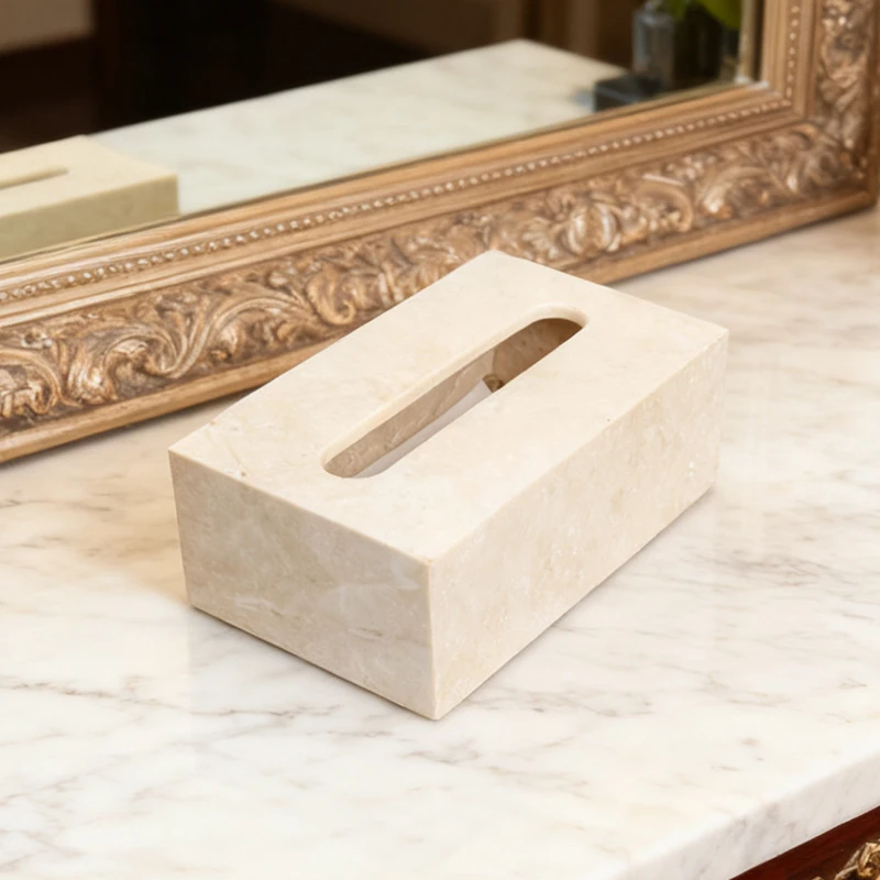 Luxuriöse Dolomitstein-Taschentuchbox mit eleganter Gestaltung für Heim, Büro und Hotel – hochwertiger Stein-Taschentuchhalter