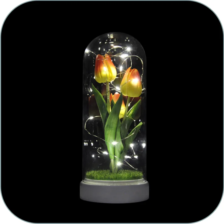 artificial rose galaxie flower in glass dome single galaxy rose with led lights perfect valentines day gifts centerpiece flower manufacture