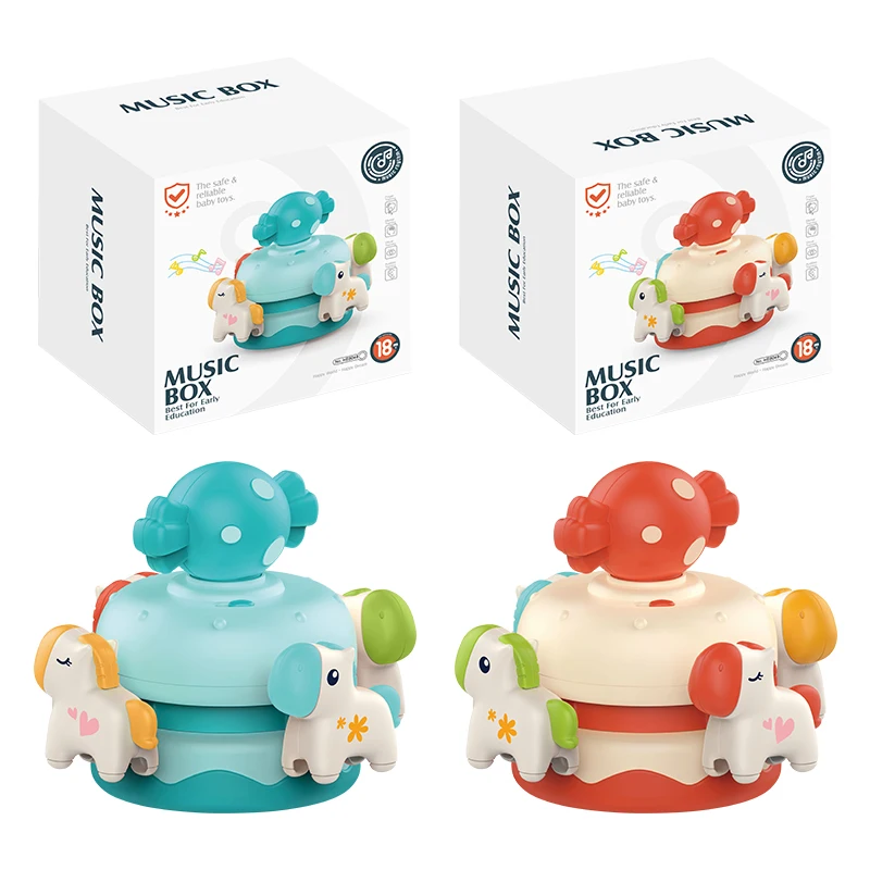 Cpc Custom 1 Year Old Baby Toys Musical Wind Up Mini Carousel Horse