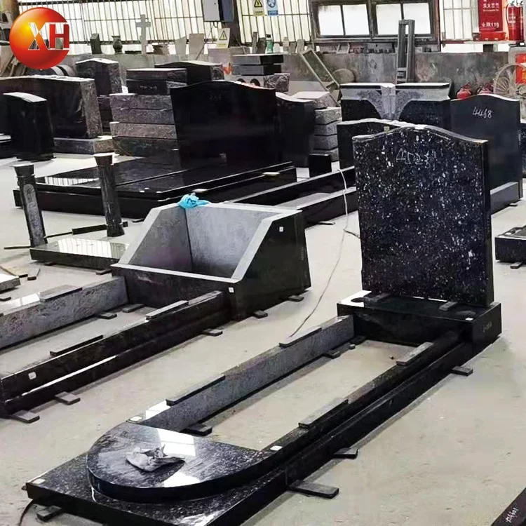 Горячий стиль Черный Гранитный Камень Гравировка декорации ручная резка полированная надгробия Польша