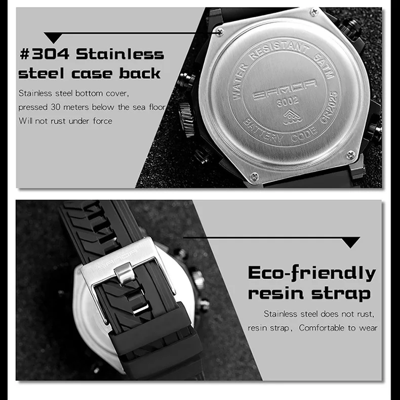 SANDA 3002 mode multi-fonction Sport 50M étanche hommes montre électronique mode lumineux chronographe étudiant montre reloj