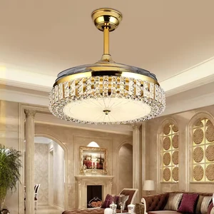 OEM 42inch Zeal Lighting Luxury Invisible Crystal Light Ceiling Fan Chandelier Led with Lights and Remote