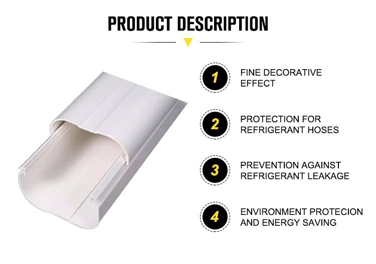 Easy Installation 75*65mm Decorative Pvc Line Set Pipe Covers Trunking
