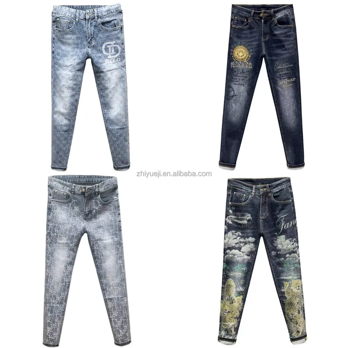 High-end Jeans Men Straight Cut Business Fashion Men's Pants