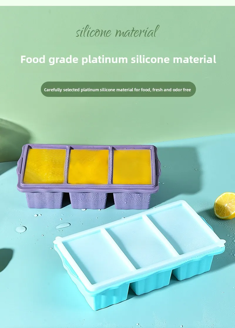Hot Selling Food Grade Silicone Ice Tray Mold with Lid Household Ice Storage Making Box Complementary Refrigerator Accessory details