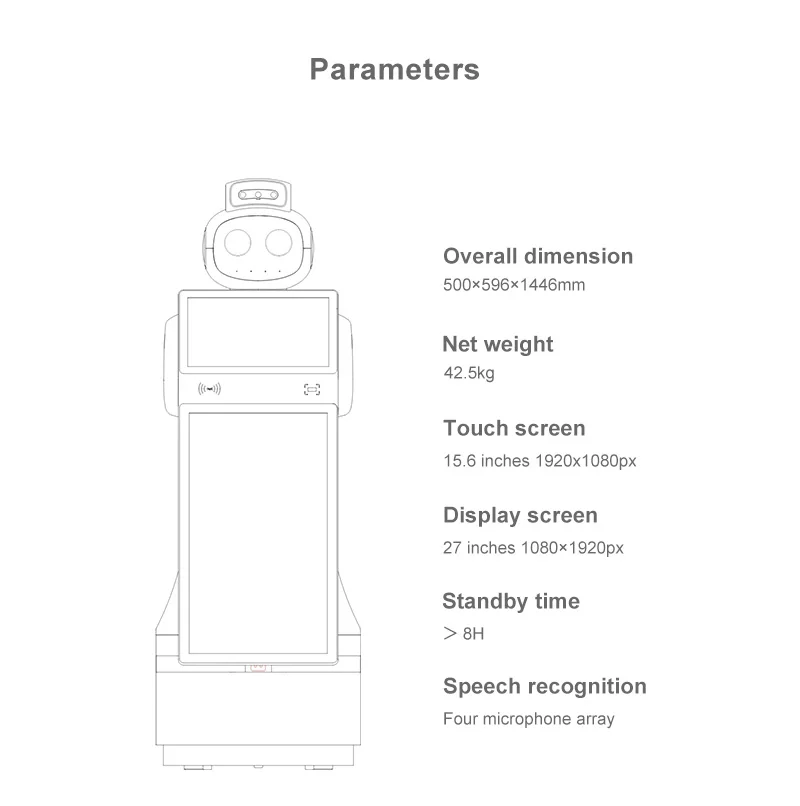 Artificial Intelligent Reception Robot Thermal Imaging Facial Recognition Robot