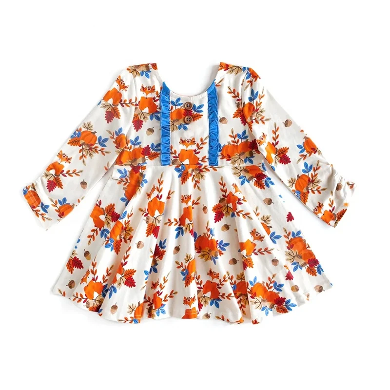 Печать по запросу оптовая продажа детская одежда для девочек платье с оборками на Хэллоуин Детская