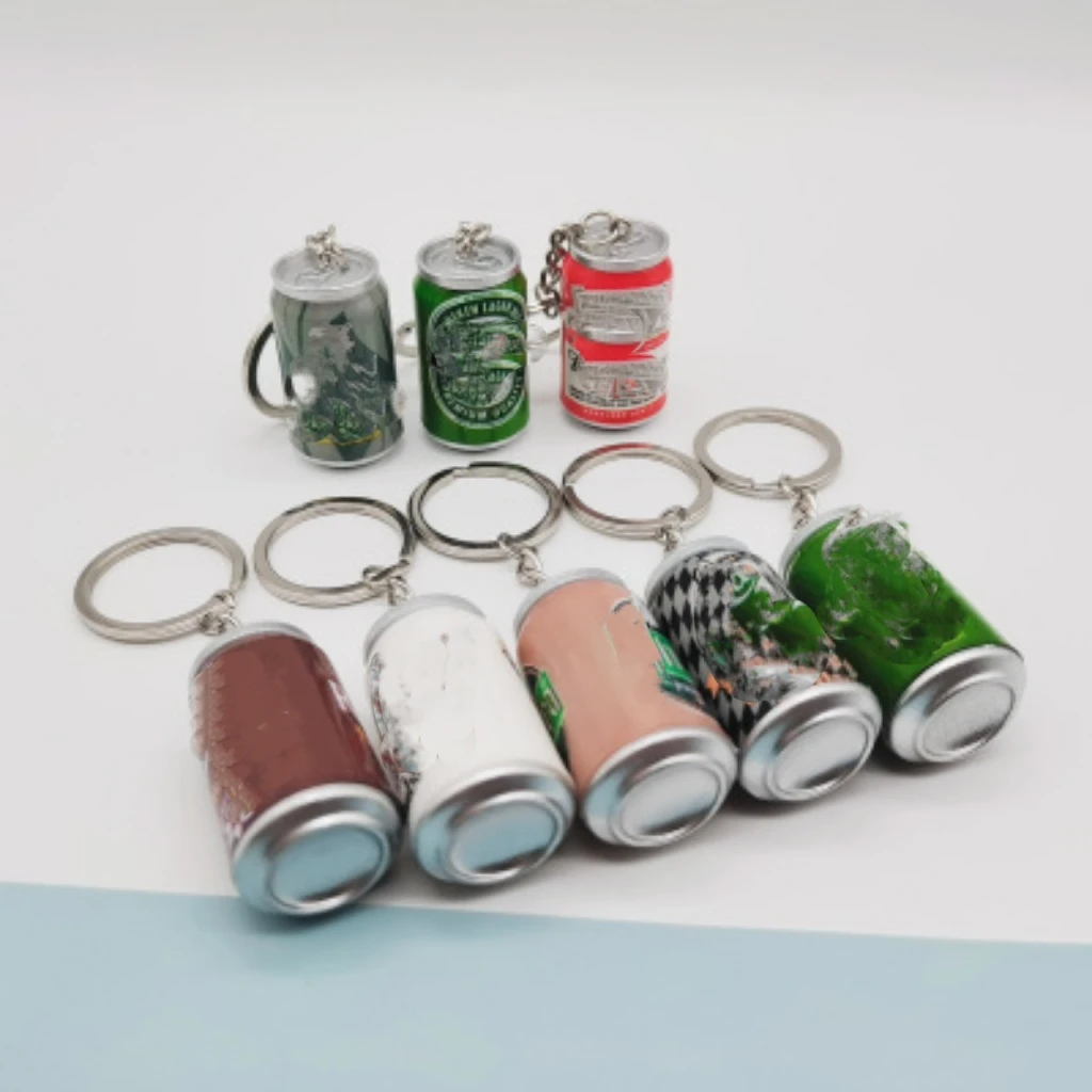 Z615 Simulation Canned Beer Keychain Boy Men Beer Can Keyring Trinket Couples Cool Beer Bottle Key Chain