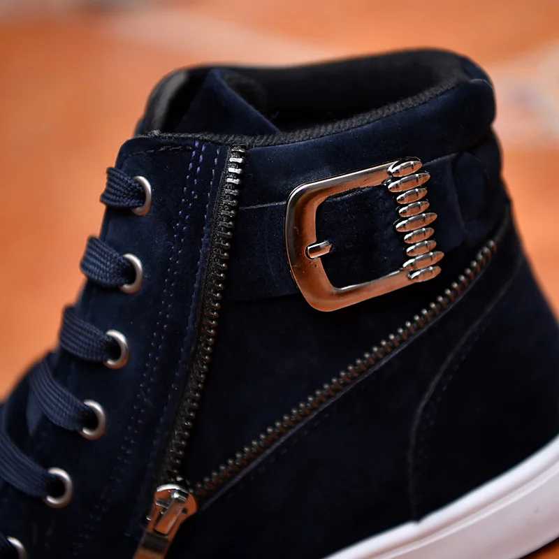 Mens High Top Board Shoes Casual Lace Up Belt Buckle Canvas Flat Bottomed Soft Sole Hot Selling New Models Large Size Boots