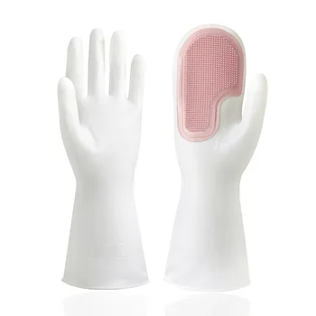 Size, long - sleeve silicone tableware - washing gloves, silicone household gloves, cleaning brush.