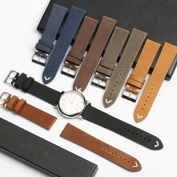 ZOVNE Classic Practical Watchbands Vogue Leather Watch Accessories Hand Pull Cowhide Strap Genuine Leather for diesel watch