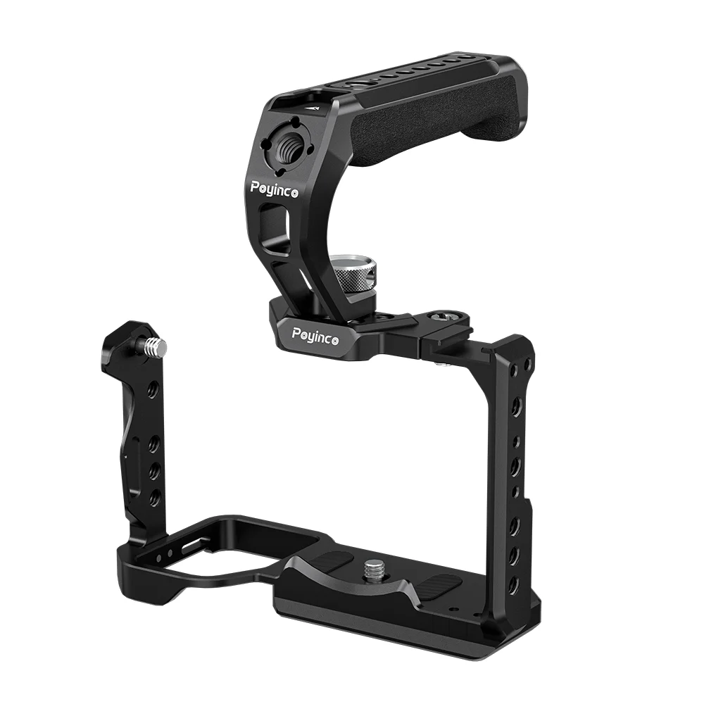 Aluminiumlegeret kamerakagekit med topgreb, koldsko-montering og NATO-skinne til Sony FX3- og FX30-kameraer