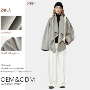 Handmade Eco-Friendly Thick Casual Cloak Style Double Sided Wool Coat Loose Fit Short Cloth Button Closure Winter Warmth