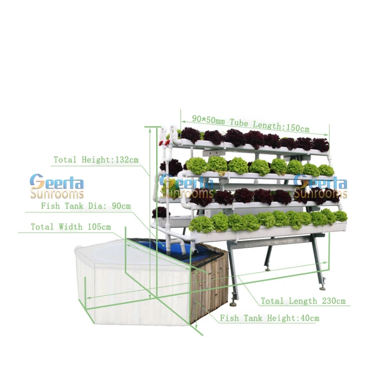 Автоматическая гидропонная система для выращивания рыбы и овощей для теплиц