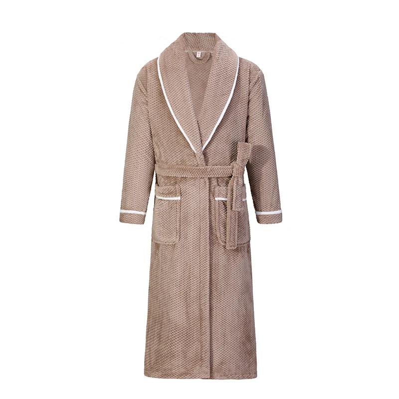 Couple Flannel Nightgown Plus Size Long Robe Men's Loose Casual Kimono Women's Thickened Warm Sleepwear Home Clothes