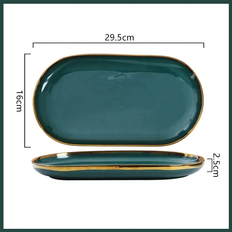 Custom Nordic Green Ceramic Dinner Tableware Restaurant Home Porcelain Dinnerware Set