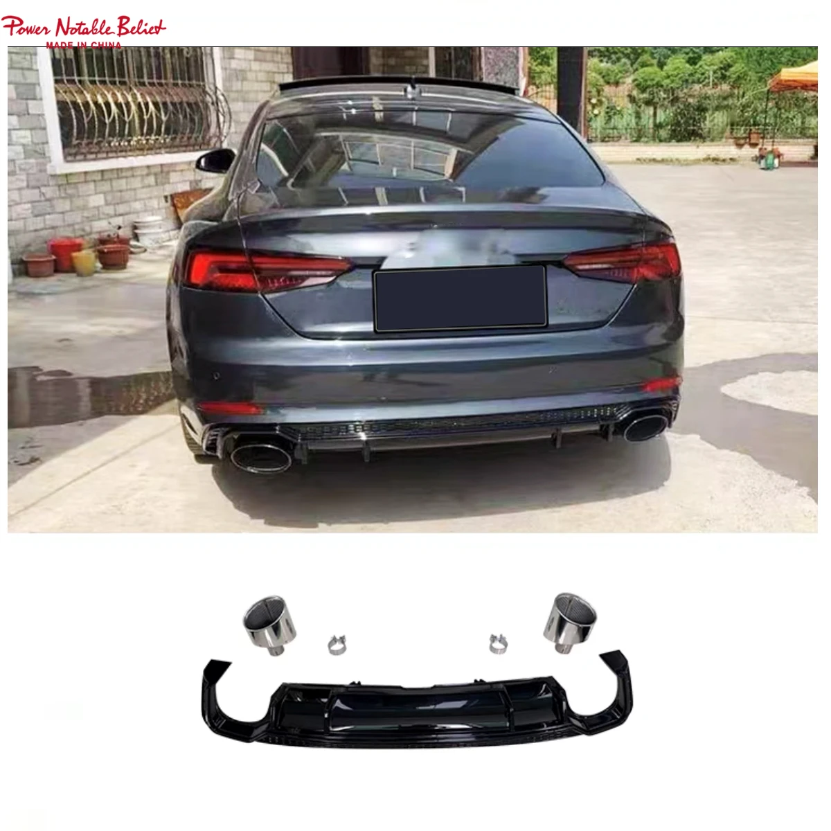 Car A5 S5 B9 Rear Bumper Diffuser Glossy Black Rs5 Style Rear Diffuser ...