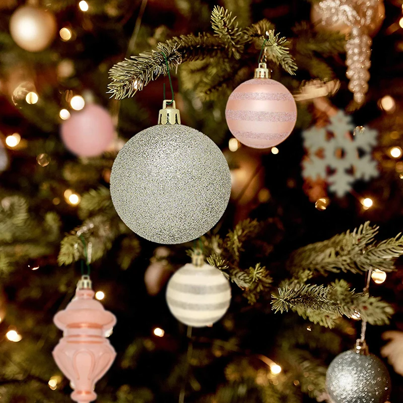 Assortment Set of Durable PVC Christmas Hanging Snowflake Ball Ornaments Customizable Size for Tree Decoration Packaged in a Box