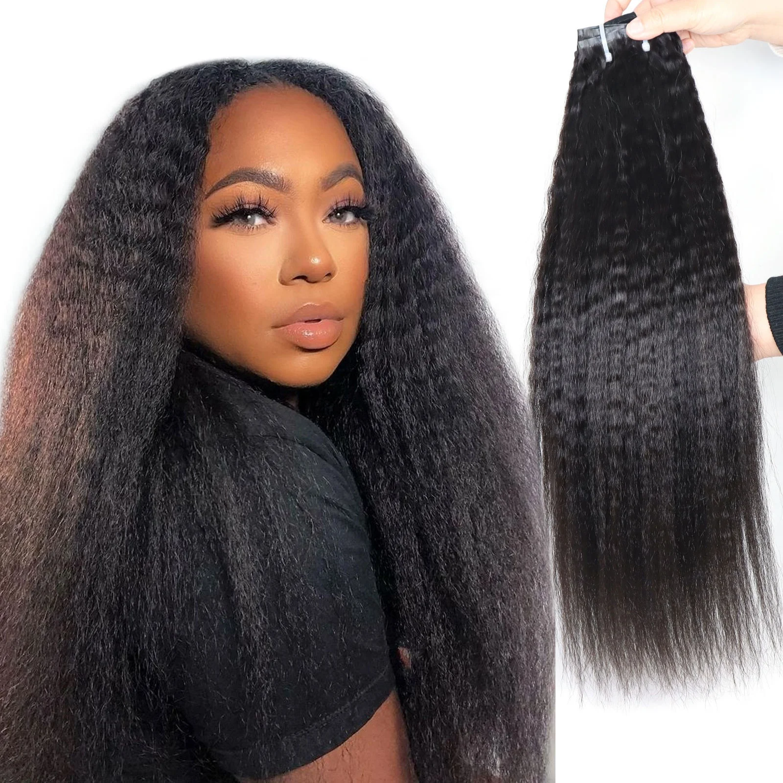 Kinky Straight Clip Ins Human Remy Virgin Hair Invisible Pu Afro Kinky ...