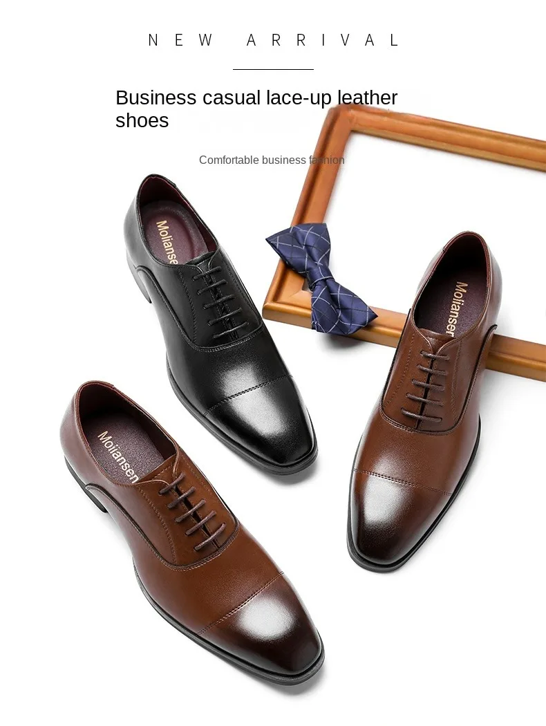 New Arrival Genuine Leather Men's Dress Shoes Oxfords Laceup Height