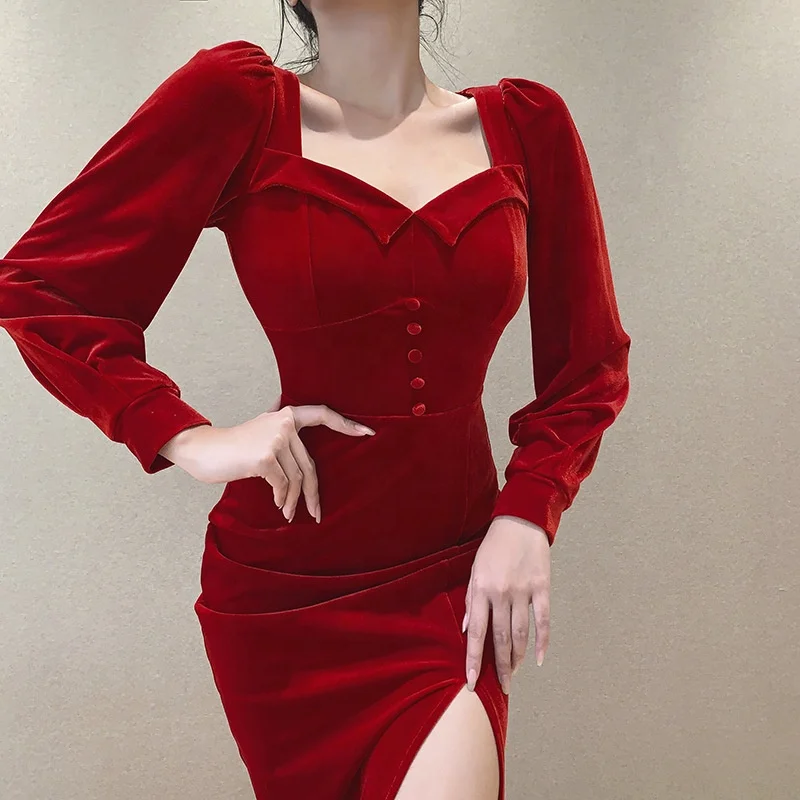 Insta Hot Velvet Elegant Puff Sleeve 