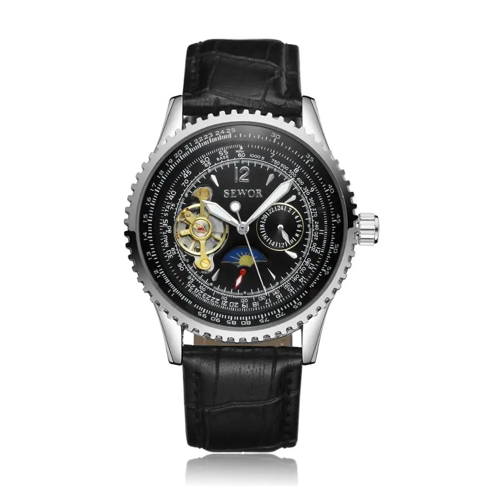 SEWOR 065 Automatic Mechanical Tourbillon Moon Phase Watch