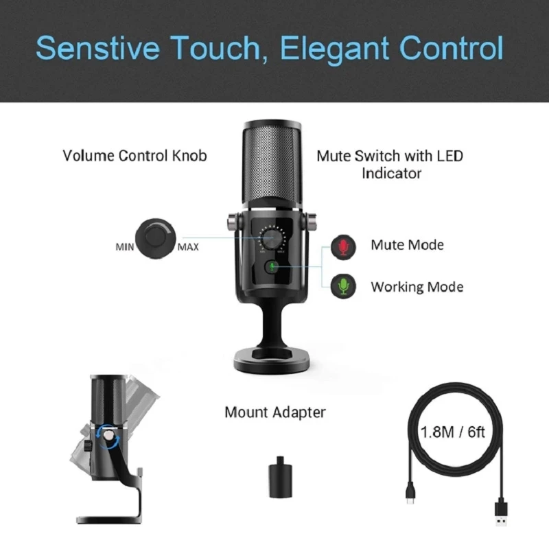 Usb Microphone Computer Cardioid Mic Cmteck Pc Laptop Condenser Mic