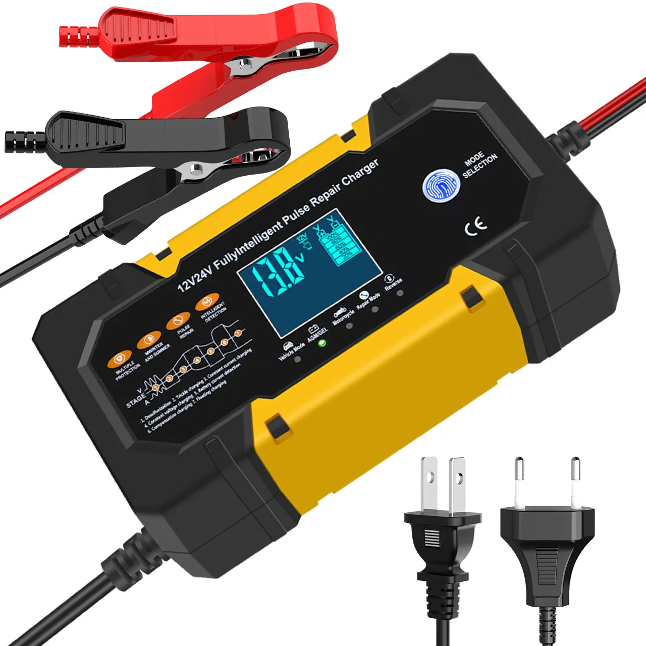 Smart 12v/24v Auto Car Battery Charger Fast 10A with LED 150W Output Power AC & DC Ports for Car or Motorcycle Repair supplier