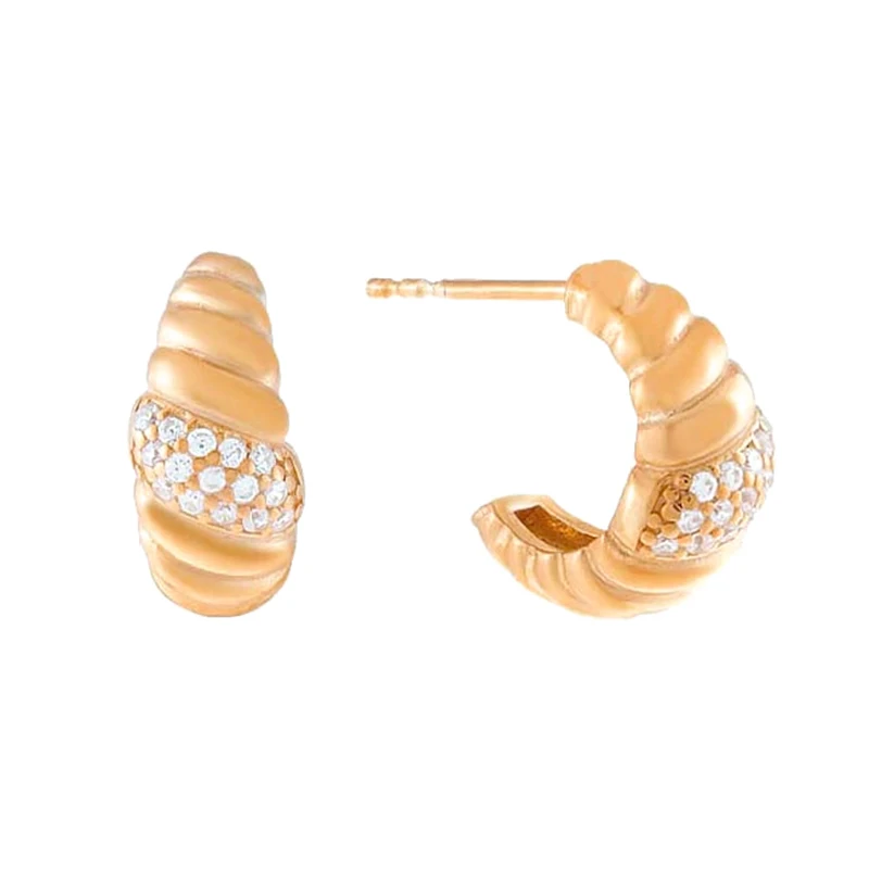 Milskye Petite Chic Jewelry 18k Gold Plated Mini Cz Braided Hoop ...