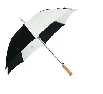 Windproof golf umbrella cheap Chinese new golf umbrella Wooden handle Black and white color-blocking logo customized
