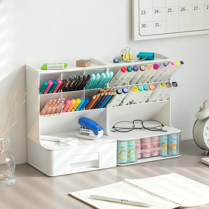 Inclined insert pen holder storage box office desktop light luxury wind pen bucket stationery_4