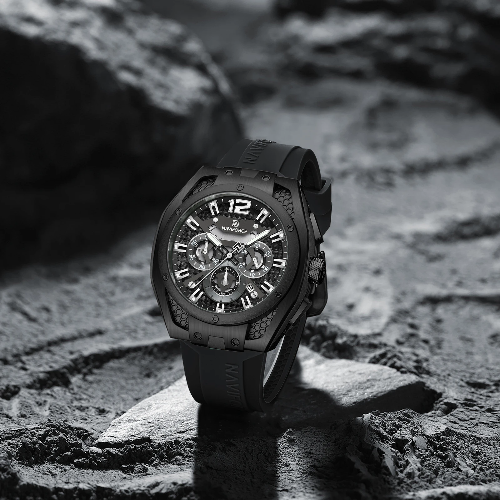 Reloj NAVIFORCE 8063 BBB cronógrafo de cuarzo ATM resistente al agua  reloj de pulsera de ocio reloj con puntero luminoso