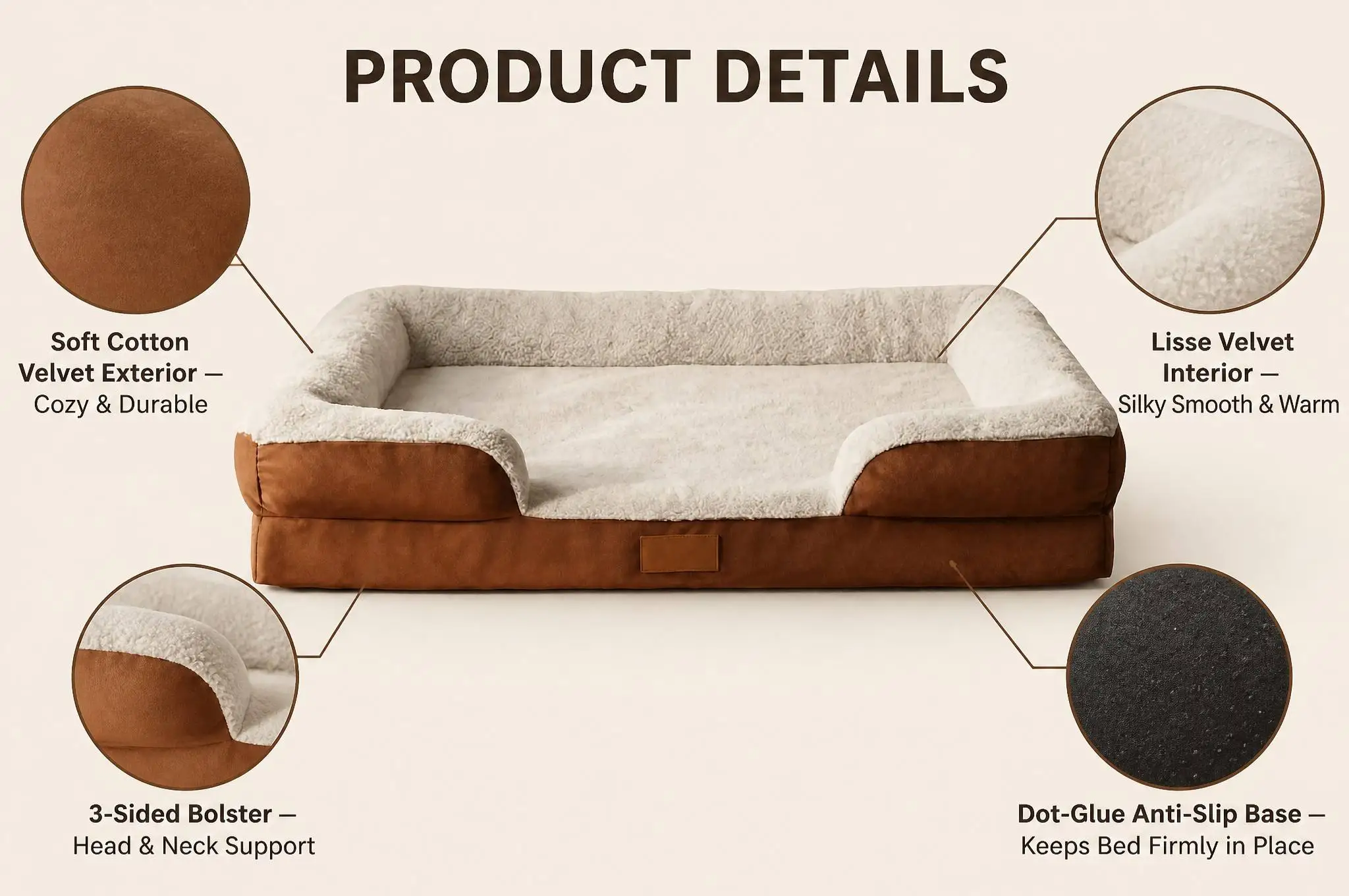 Luxury Velvet Sofa Dog Bed Orthopedic — Product details 6