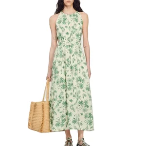 Clothing Manufacturer Custom Spring Summer Designer  Ladies Elegant Casual Halter Sleeveless Floral Print Dress