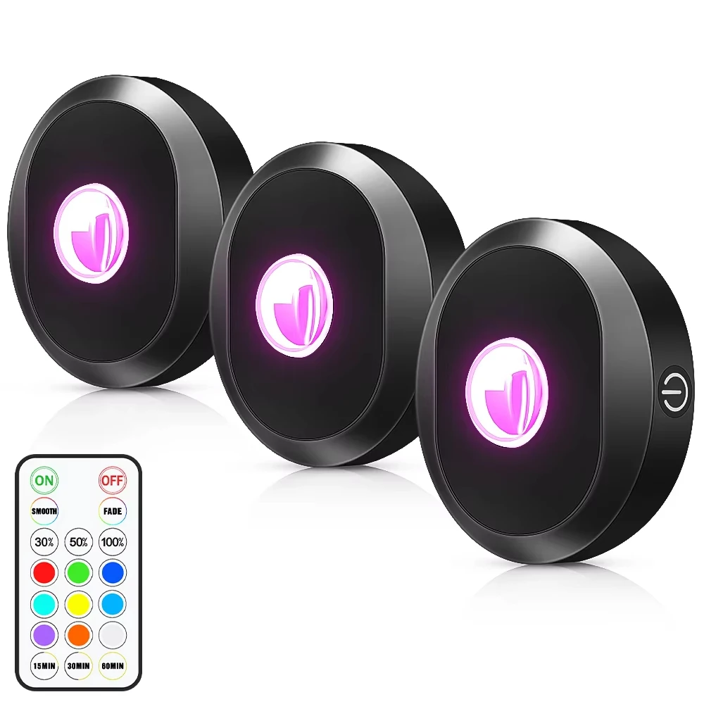 product rechargeable rgb led puck lens light with touch and remote control brightness dimmable led with 1000mah large battery lamp-38