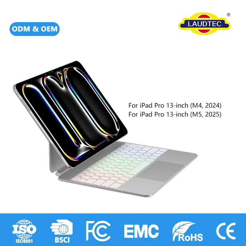 Support Customized Luxury Magnetic Keyboard Case 2400Gs Strong Magnet Portable Trackpad Keyboard Cover for iPad Pro 13