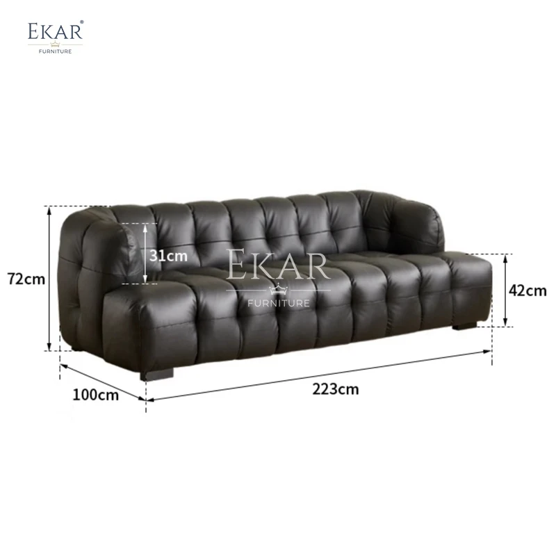 product new design ekar modern living room sofa with stainless steel legs and nappa leather furniture sofa-65