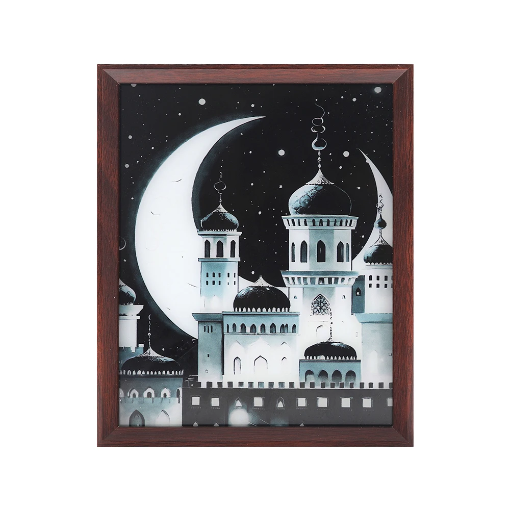 Fashionable Wooden Frame 3D Visual Muslim Islamic Architecture Luminous Bedroom Desktop Display Birthday Gift