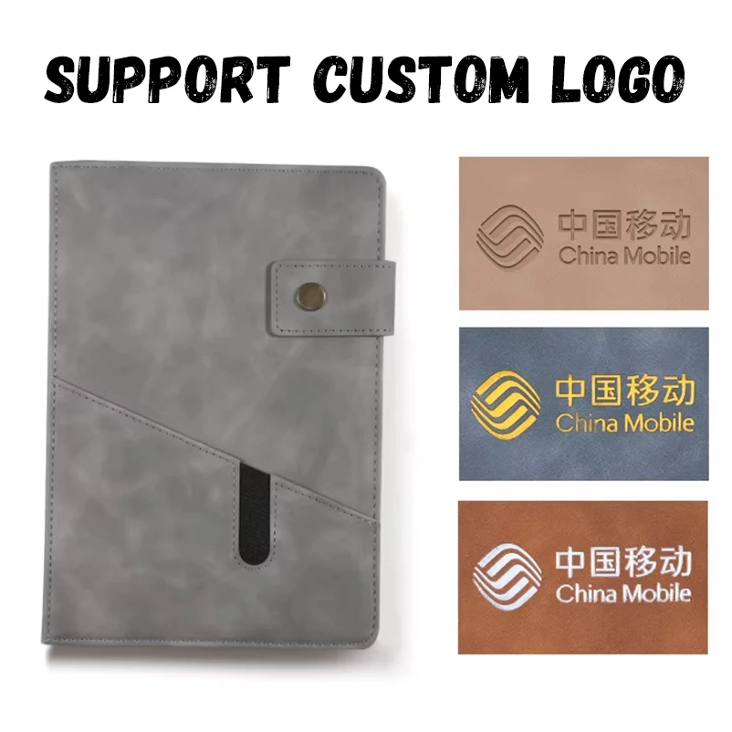 Promotion custom logo pu leather cover agenda notebook for office school gift notebooks