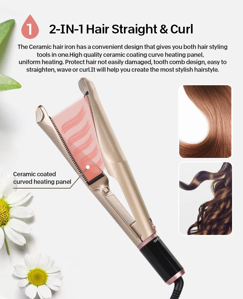 2 In 1 Hair Straghtner And Curler Cordless Hair Curler And Straghtner ...