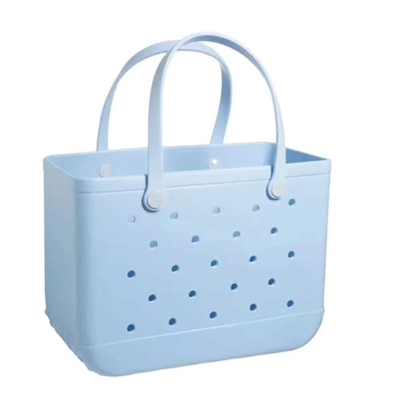 Women Wholesale Waterproof Tote Bags Custom Holes Summer Rubber Totes Large  Eva Plastic Bog Beach Silicone