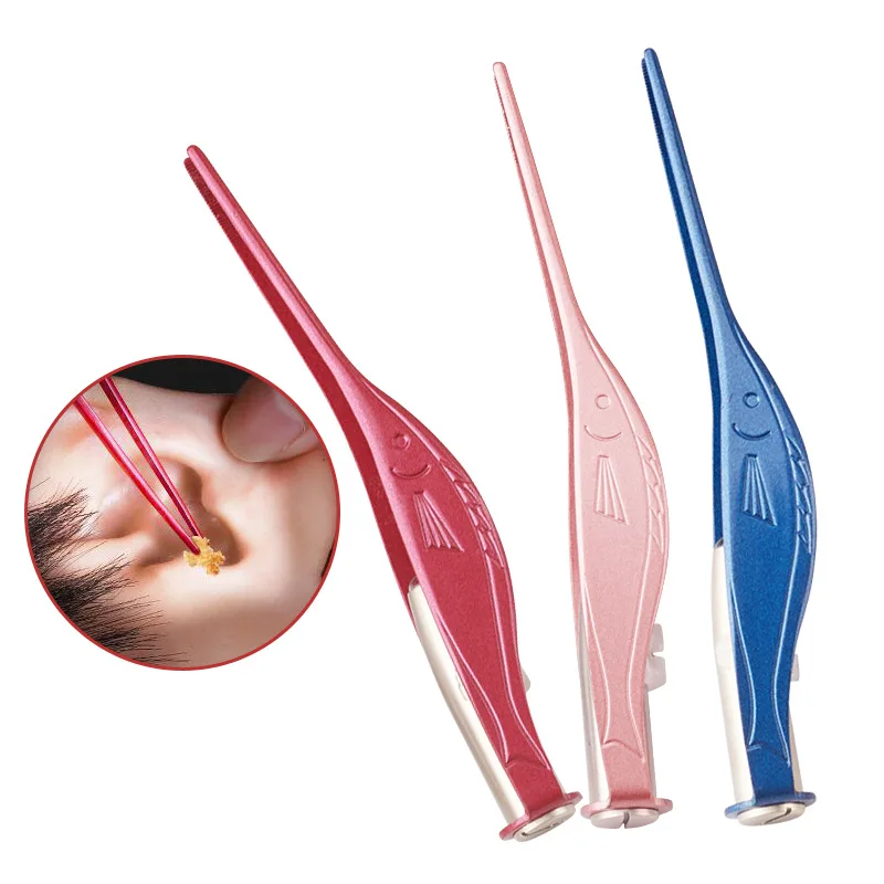 LED Flashlight Ear Wax Cleaner Picker Visual Earpick Stainless Steel Ear Nose Navel Clean Tweezers Tool Earwax Removal Care
