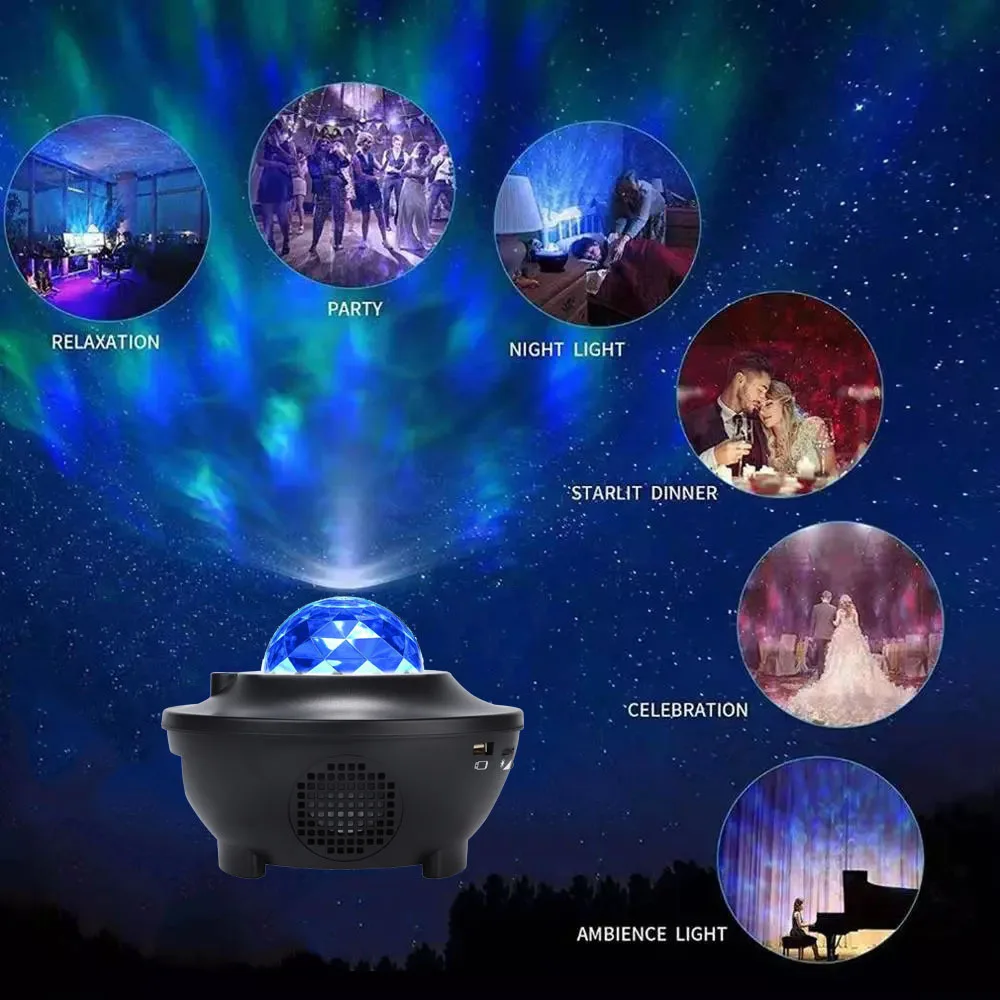 Galaxy Star led projection Night lamp Light with 21 Color LED Galaxy Projector Ocean Wave Starry Light Bluetooth Music Speaker factory